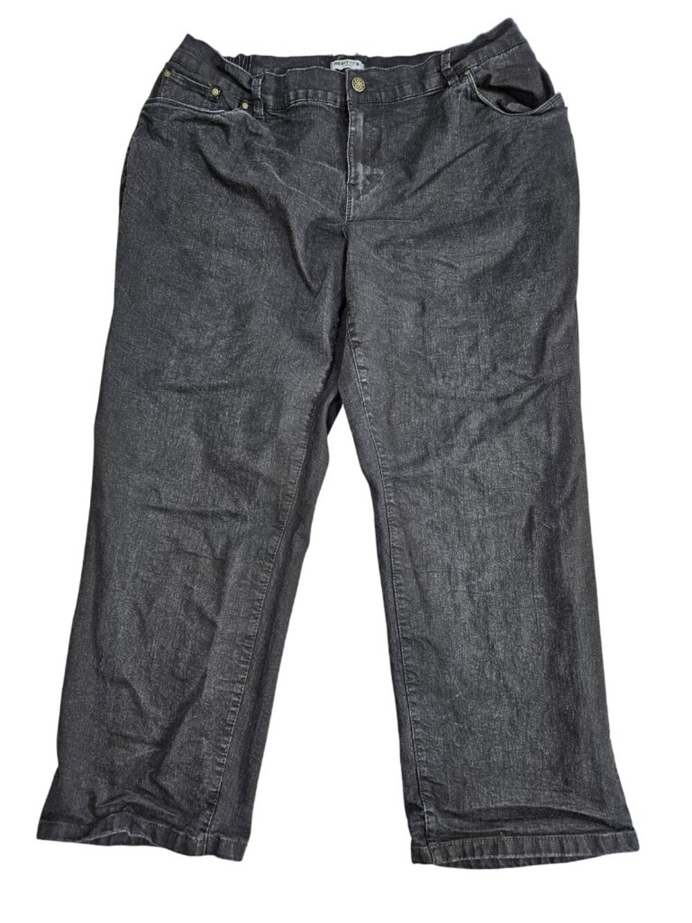 Catherines Right Fit Curvy Wide Leg‎ Jeans Womens 16W Petite Gray Charcoal Wash